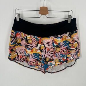 The North Face Womens Running Shorts Large Black Floral Print Athletic